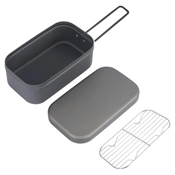 煮飯神器 飯盒 800ml (中) 黑色 + 304 蒸架  1組