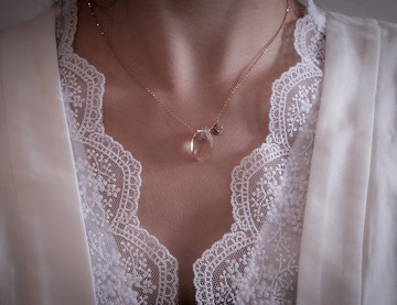 925 silver立體黃晶哈哈笑頸鏈-玫瑰金