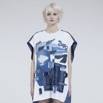 貼布拼接無袖上衣