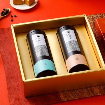 【京盛宇】添福添壽組｜旭日禮盒-雙罐茶葉｜梨山天池烏龍100g+福壽山烏龍100g(100%台灣茶葉)