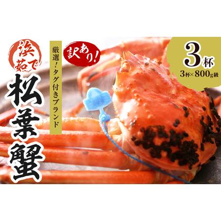 ふるさと納税  茹で松葉かに 鮮度抜群、浜茹でにてお届け！！ 800g級（足1本落ち）×3杯 京都府京丹後市