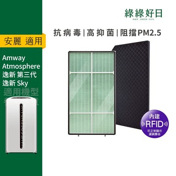 適用 Amway安麗 逸新三代 SKY Atmosphere HEPA抗菌抗敏濾芯 清淨機 活性碳濾網 120539T