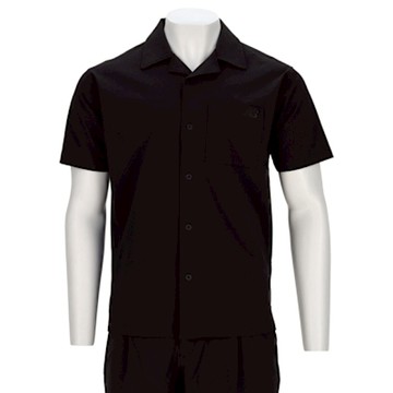 New Balance 男款 黑色 涼感 寬鬆 彈性 泡泡紗 刺繡 休閒 短袖 襯衫 MT51523BK