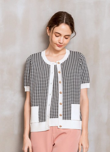 柔和季節千鳥格紋仿兩件式針織衫