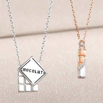 【巴黎精品】現貨+預購 頂級925純銀項鍊鎖骨鏈情人節禮物情侶對鍊配件-巧克力情侶項鍊2款a1kp55