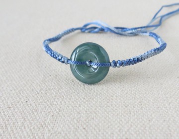 本命年【歲歲平安】平安扣翡翠絲光編織手鍊*SS01*招財、開運