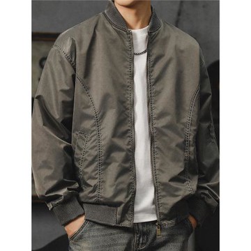 美式高街棒球領夾克男士戶外街頭水洗做舊短款飛行員外套新款上衣