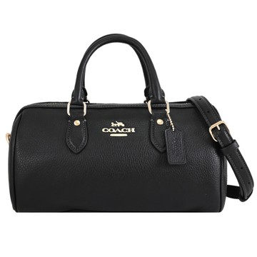 COACH CV964 Rowan 馬車LOGO荔枝皮革長款兩用波士頓包.黑