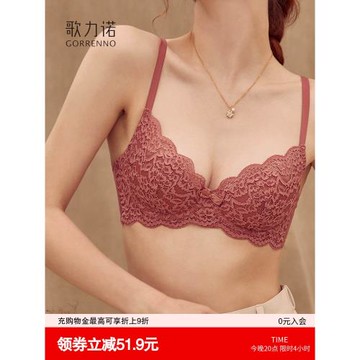 性感內衣女超薄款防下垂法式小胸聚攏軟鋼圈蕾絲新款收副乳文胸罩