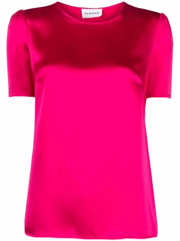 P.A.R.O.S.H. - round-neck silk T-shirt - women - Silk - XS - Pink
