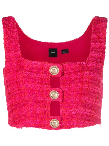 PINKO - sleeveless tweed cropped top - women - Cotton/Polyester/Acrylic/Viscose/Wool/Polyamide/Polyester - 46