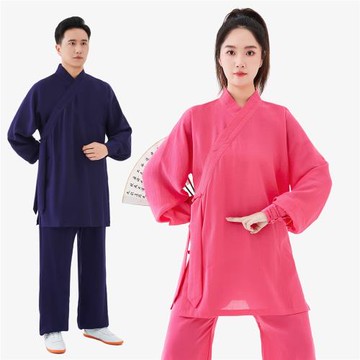 弘岳武當太極服武當練功服武當山道服女款夏季道袍男亞麻道士道服