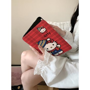 格紋卡通可愛kt貓360度旋轉適用ipad11保護殼air7新款ipad10帶筆槽air6防摔11寸蘋果平板保護套10.9女mini7