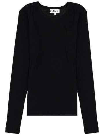 ganni long sleeve top with logo