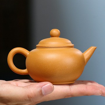 優樂悅~宜興名家紫砂壺純手工 正品原礦黃段泥小水平壺 功夫茶具110cc手沖壺 茶壺
