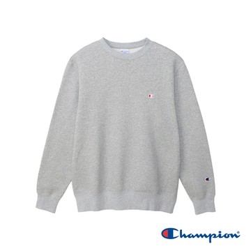 Champion 官方直營-刺繡C標素面長袖衛衣-男(灰色)