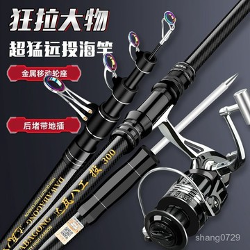雷顿钓具 遠投竿碳素超硬海竿套裝海釣魚竿拋竿甩桿輪座可移動海桿  海釣場磯釣竿 沉底竿 遠投竿 白帶竿 沈底