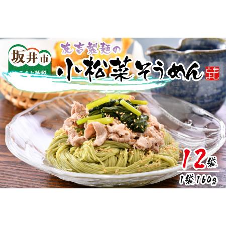 ふるさと納税 友吉製麺の小松菜そうめん(乾麺) 160g × 12袋 福井県坂井市