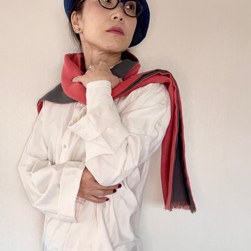 特價品｜紫膠蟲與胭脂紅蟲草木手染圍巾 亞麻羊毛混紡