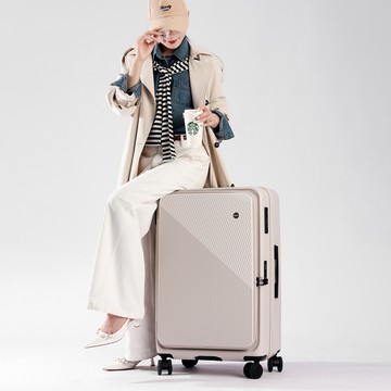 Dreamin Pro系列 28吋煞車輪前開式行李箱-燕麥杏