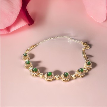 冰綠蛋面翡翠手鍊925純銀 | 天然A貨翡翠 | 送禮