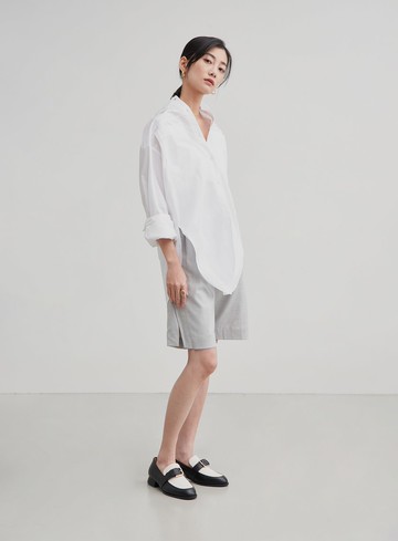 休閒打摺開衩五分褲