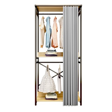 【慢慢家居】專人組裝-現代簡約附廉開放式衣櫃-3尺雙吊-W90xD50xH2003尺開放式衣櫃