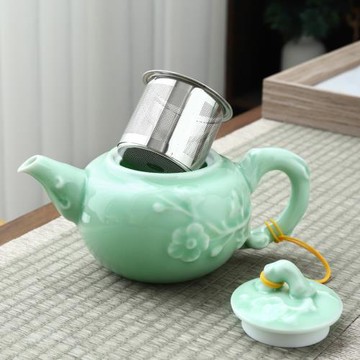 陶瓷茶壺帶過濾網青瓷單壺不銹鋼內膽家用功夫茶具杯子泡茶套裝