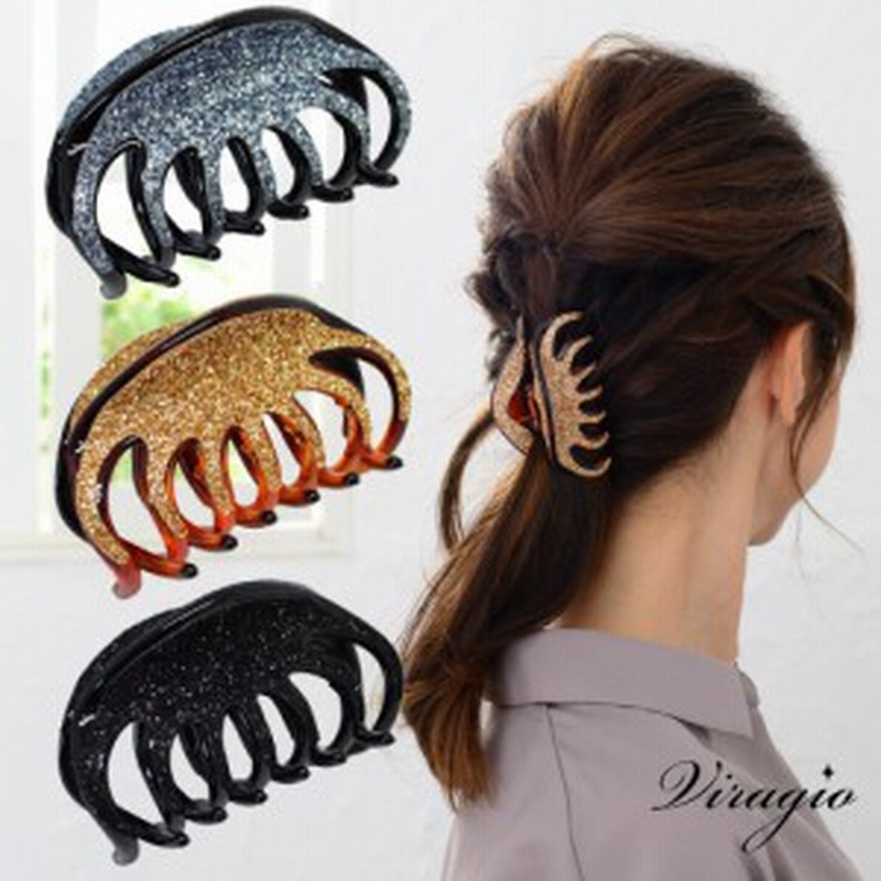 バンスクリップ ヘアクリップ 黒 シンプル ラメ しっかり ヘアアクセサリー 髪留め クリップ ブランド Vi 14 通販 Lineポイント最大1 0 Get Lineショッピング