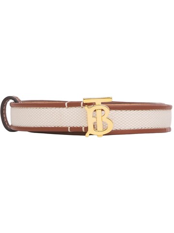 Burberry - monogram-motif leather-trim canvas belt - women - Leather/Cotton/Calf Leather - M - Neutrals