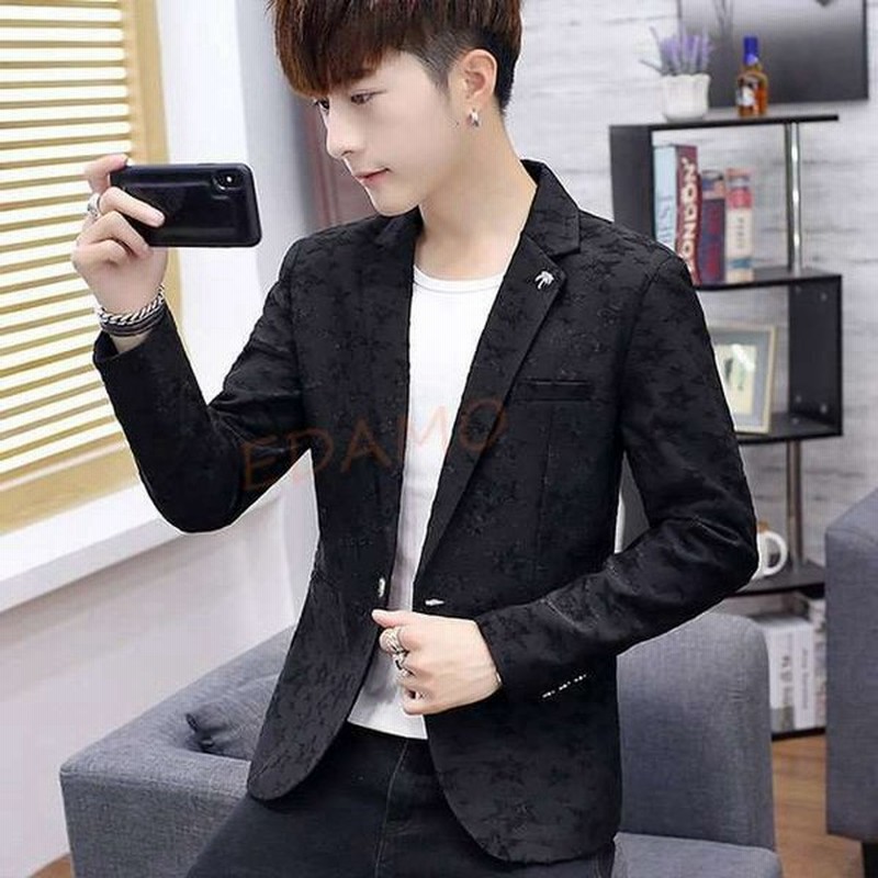 テーラードジャケット メンズ 白 黒 星柄 かっこいい サマージャケット 長袖 カジュアル ブレザー 大きいサイズ 春アウター 通販 Lineポイント最大get Lineショッピング