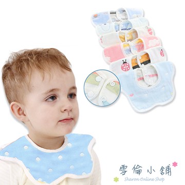 圍兜手帕 六層花邊紗布口水巾 寶寶用品 -雪倫小鋪