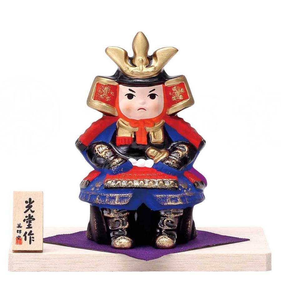 五月人形 コンパクト 陶器 武将  錦彩初陣大将（木台付）  こどもの日 端午の節句 お祝い 贈り物 プレゼント