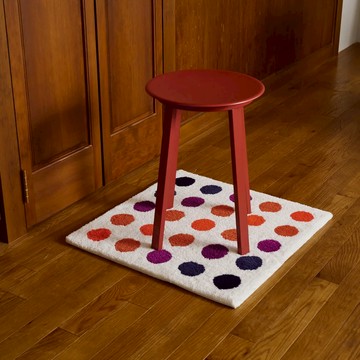 日本製 手工簇絨地墊 正方點點 白