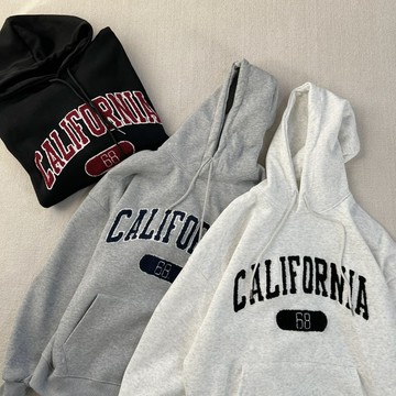 【MasCool】 CALIFORNIA刺繡帽T 口袋帽踢 絨毛內裡 男女同款 連帽衛衣 帽Tee 寬鬆 長袖上衣 長袖