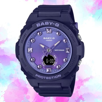 CASIO 卡西歐 BABY-G 繽紛閃耀 冬日色彩雙顯錶-深藍 BGA-320-2A