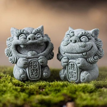💥臺灣有貨🌈免運!💥國潮風石獅子一對小號風獅爺桌面吉祥物茶寵擺件創意盆栽魚缸裝飾促銷