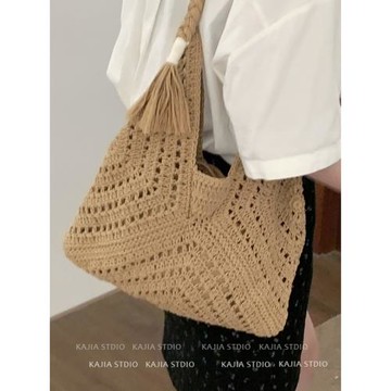 文藝復古草編包包女2025新款潮時尚民族風托特包百搭大容量編織包