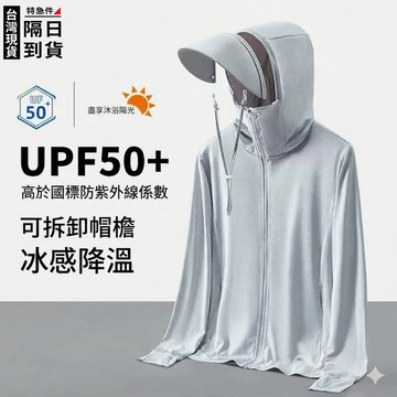 歐北潮流【UPF50+ 帽沿可拆】男女冰絲涼感防曬外套 冰絲防曬衣 涼感外套 夏季防曬衣 冰絲透氣連帽薄外套 【KC2】
