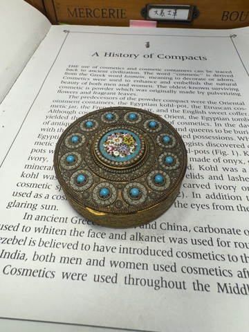 法國古董 花絲填琺瑯微馬賽克黃銅盒