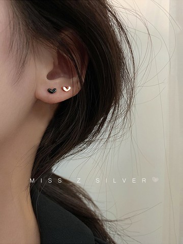 Z小姐 小愛心925純銀耳釘女純銀養耳耳釘養耳洞耳釘新款潮