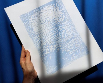 淺藍色抽象單色印刷浮雕原創藝術品紋理牆藝術