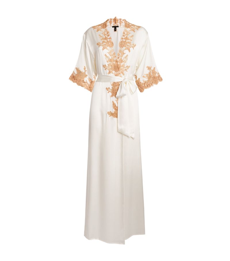 Kiki De Montparnasse Silk Lace-Trim Orchid Robe