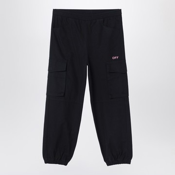 Black jogging cargo trousers with logo