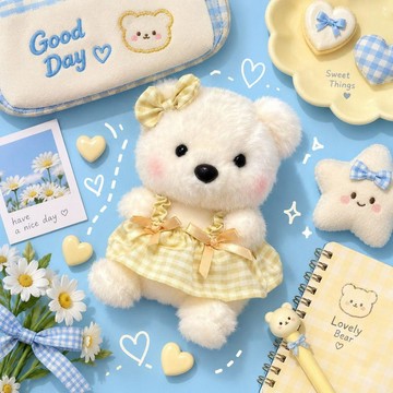🍀臺灣出貨🍀可愛吊帶裙小香風熊小熊毛絨玩具玩偶公仔兒童陪伴女生生日禮物
