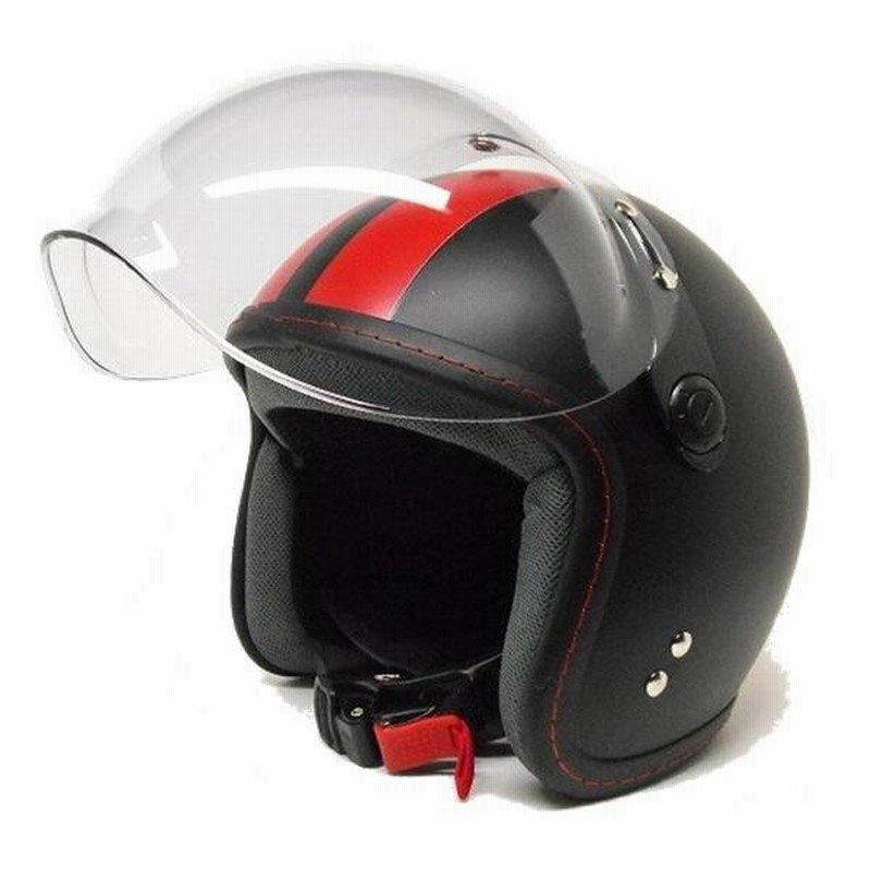 可動式 バブルシールド付き ジェットヘルメット マットブラック レッド 艶消し黒 オシャレなスモールジェットスタイル 大型バイクok 通販 Lineポイント最大0 5 Get Lineショッピング