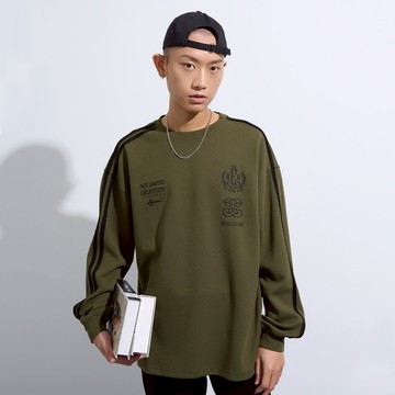 【ERSS】男裝 長袖 t恤 長袖上衣 英倫 學院風 時尚 深綠【K60309】
