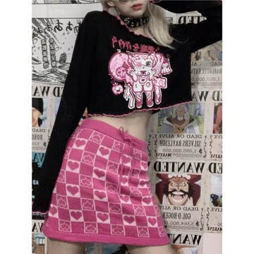 酷颯女孩穿搭Y2K千禧風暗黑系短款長袖T恤炸街爵士跳舞辣妹上衣女