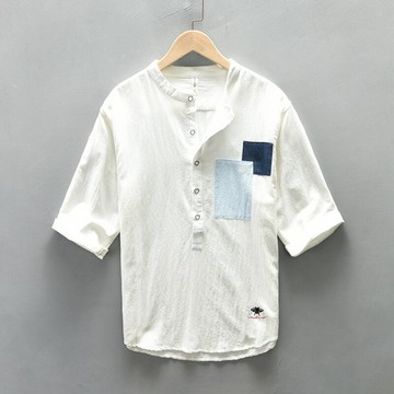 現貨+預購 男襯衫長袖上衣男商務休閒襯衫上衣-新中式棉麻男裝3色74kz48【獨家進口】【米蘭精品】