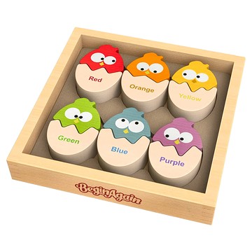 BeginAgain 彩色蛋 純木質拼圖 適用年齡：2歲以上 手工裁割 天然無毒顏色彩漆  多色  1個